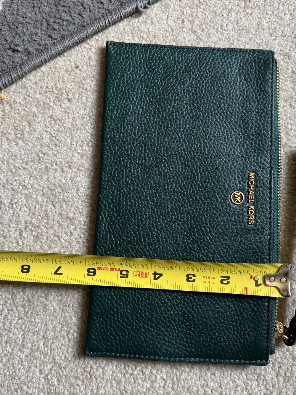 Michael Kors Dark Green Pebbled Leather Wristlet Clutch with Gold Hardware - Picture 5 of 5